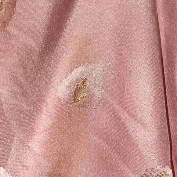 Vintage EVR Jacket 100% Silk with Pink and Gold Leaf design size Large - Picture 3 of 5